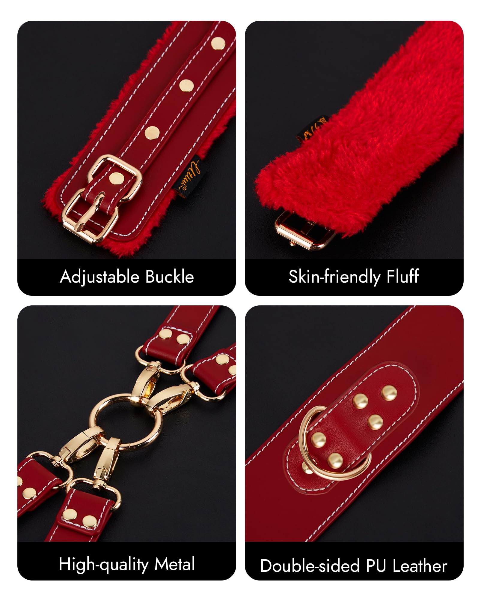 UTIMI Sex Bondage BDSM Kit Restraints 6PCS Sets with Adjustable Handcuffs Ankle Cuff Thigh Cuffs Blindfold Cross Strap Waist Strap Adult SM Games Sex Toys for Men Women and Couples